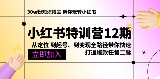 小红书特训营12期：从定位 到起号、到变现全路径带你快速打通爆款任督二脉跨境课程-外贸教程-精品网课-电商运营课库课堂