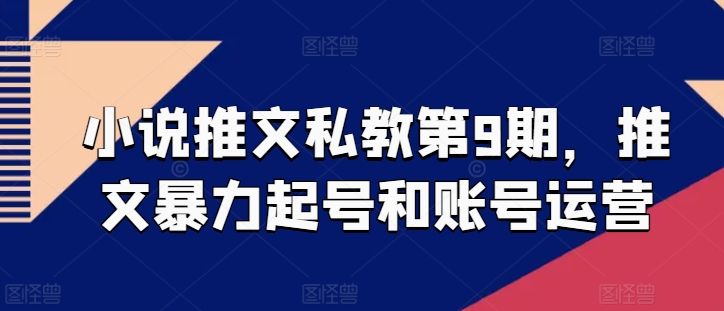 小说推文私教第9期，推文暴力起号和账号运营跨境课程-外贸教程-精品网课-电商运营课库课堂
