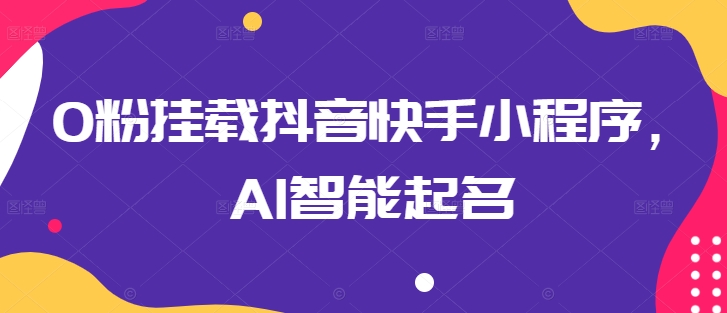 0粉挂载抖音快手小程序，AI智能起名跨境课程-外贸教程-精品网课-电商运营课库课堂