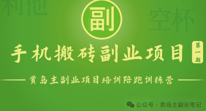 手机搬砖小副业项目训练营1.0，实测1小时收益50+，一部手机轻松日入100+跨境课程-外贸教程-精品网课-电商运营课库课堂