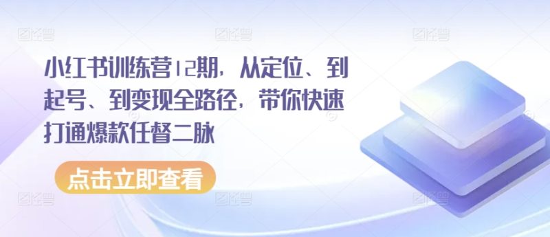 小红书训练营12期,从定位、到起号、到变现全路径,带你快速打通爆款任督二脉跨境课程-外贸教程-精品网课-电商运营课库课堂