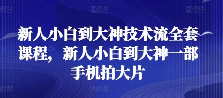 新人小白到大神技术流全套课程，新人小白到大神一部手机拍大片跨境课程-外贸教程-精品网课-电商运营课库课堂
