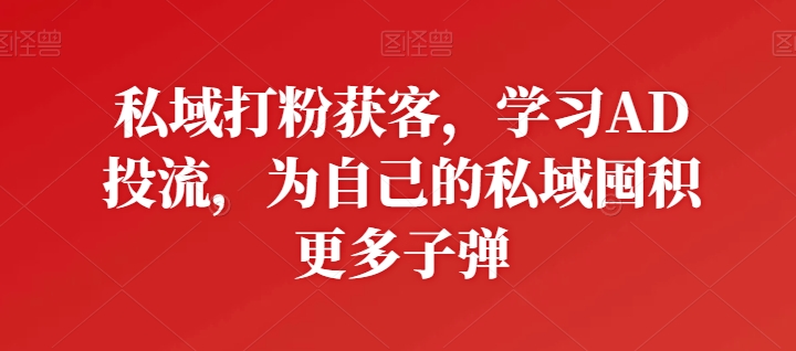 私域打粉获客，学习AD投流，为自己的私域囤积更多子弹跨境课程-外贸教程-精品网课-电商运营课库课堂