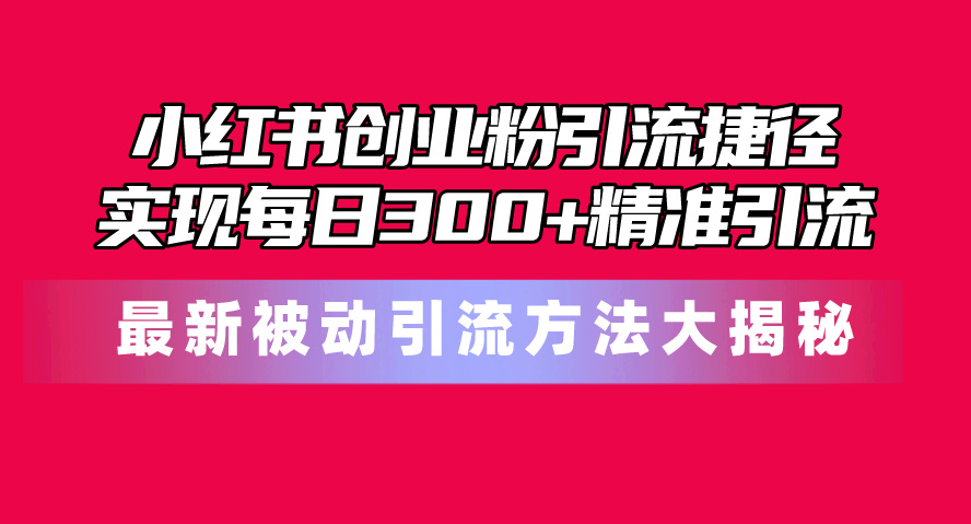 小红书创业粉引流捷径！最新被动引流方法大揭秘，实现每日300+精准引流跨境课程-外贸教程-精品网课-电商运营课库课堂