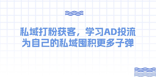 某收费课：私域打粉获客，学习AD投流，为自己的私域囤积更多子弹跨境课程-外贸教程-精品网课-电商运营课库课堂