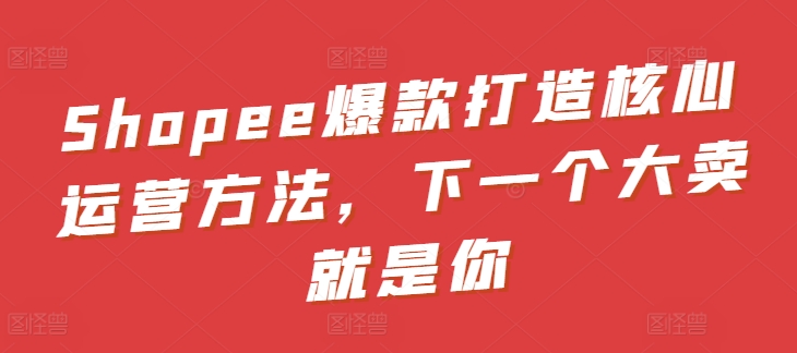 Shopee爆款打造核心运营方法，下一个大卖就是你跨境课程-外贸教程-精品网课-电商运营课库课堂