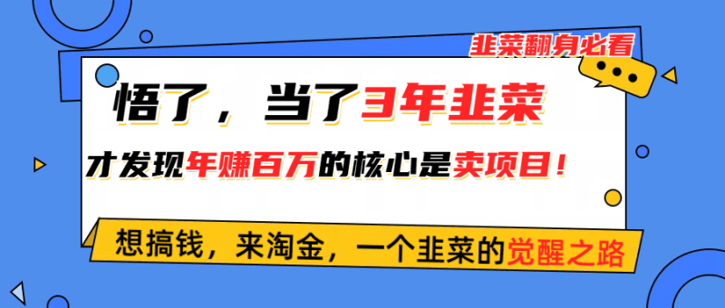 悟了，当了3年韭菜，才发现网赚圈年赚100万的核心是卖项目，含泪分享！跨境课程-外贸教程-精品网课-电商运营课库课堂