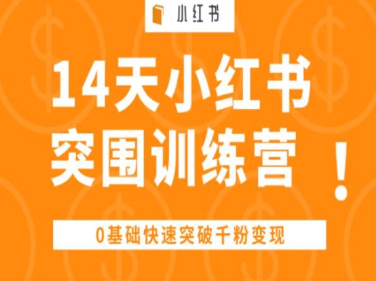 14天小红书突围训练营 ，0基础快速突破千粉变现跨境课程-外贸教程-精品网课-电商运营课库课堂