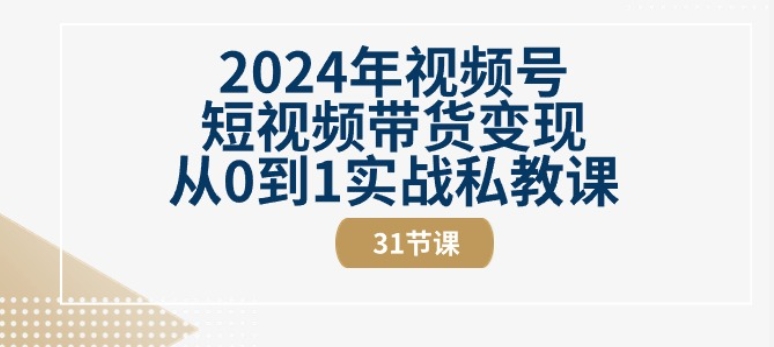 2024年视频号短视频带货变现从0到1实战私教课(31节视频课)跨境课程-外贸教程-精品网课-电商运营课库课堂