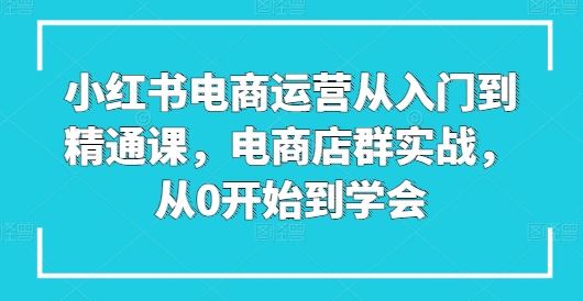 小红书电商运营从入门到精通课，电商店群实战，从0开始到学会跨境课程-外贸教程-精品网课-电商运营课库课堂