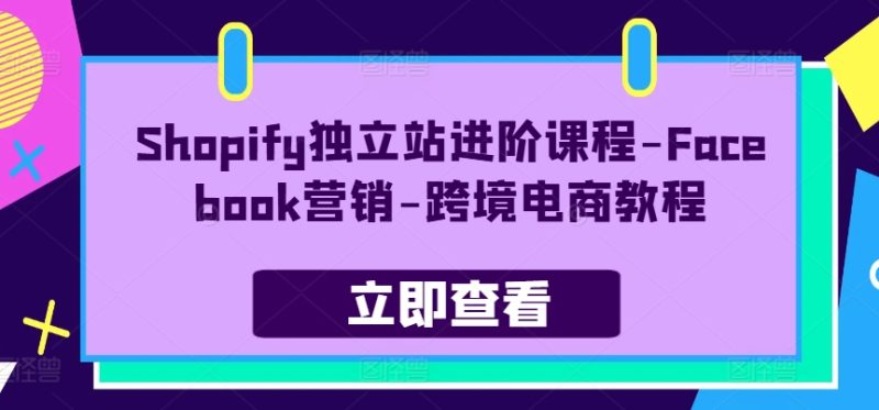 Shopify独立站进阶课程-Facebook营销-跨境电商教程跨境课程-外贸教程-精品网课-电商运营课库课堂