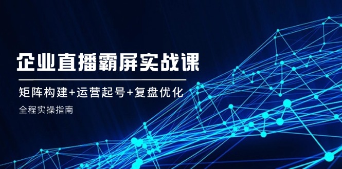 企业直播霸屏实战课：矩阵构建+运营起号+复盘优化，全程实操指南跨境课程-外贸教程-精品网课-电商运营课库课堂
