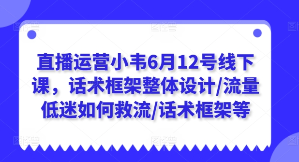 直播运营小韦6月12号线下课，话术框架整体设计/流量低迷如何救流/话术框架等跨境课程-外贸教程-精品网课-电商运营课库课堂