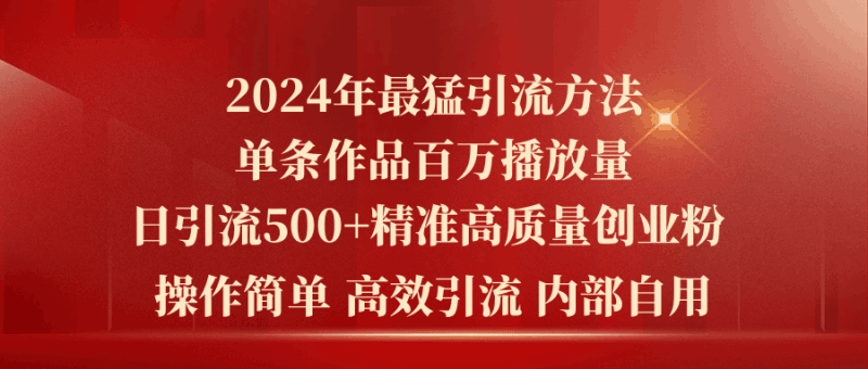 2024年最猛暴力引流方法，单条作品百万播放 单日引流500+高质量精准创业粉跨境课程-外贸教程-精品网课-电商运营课库课堂