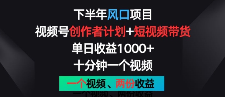 下半年风口项目，视频号创作者计划+视频带货，一个视频两份收益，十分钟一个视频跨境课程-外贸教程-精品网课-电商运营课库课堂
