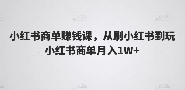 小红书商单赚钱课，从刷小红书到玩小红书商单月入1W+跨境课程-外贸教程-精品网课-电商运营课库课堂