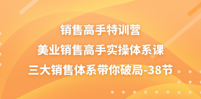 销售-高手特训营，美业-销售高手实操体系课，三大销售体系带你破局-38节跨境课程-外贸教程-精品网课-电商运营课库课堂