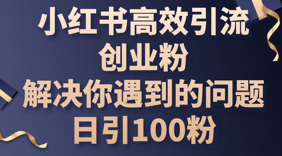 小红书高效引流创业粉，解决你遇到的问题，日引100粉跨境课程-外贸教程-精品网课-电商运营课库课堂