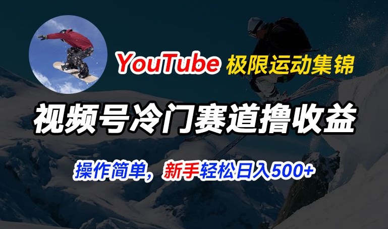 视频号冷门赛道撸收益，YouTube搬运极限运动集锦，暴力起号，操作简单流量高，轻松日入5张跨境课程-外贸教程-精品网课-电商运营课库课堂