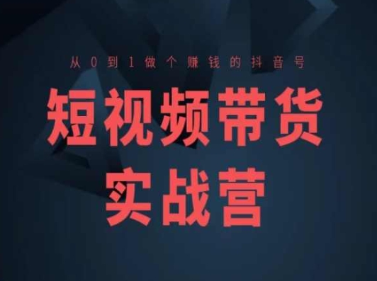短视频带货实战营(高阶课)，从0到1做个赚钱的抖音号跨境课程-外贸教程-精品网课-电商运营课库课堂