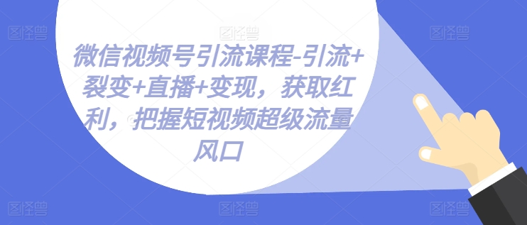 微信视频号引流课程-引流+裂变+直播+变现，获取红利，把握短视频超级流量风口跨境课程-外贸教程-精品网课-电商运营课库课堂