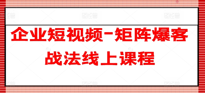 企业短视频-矩阵爆客战法线上课程跨境课程-外贸教程-精品网课-电商运营课库课堂