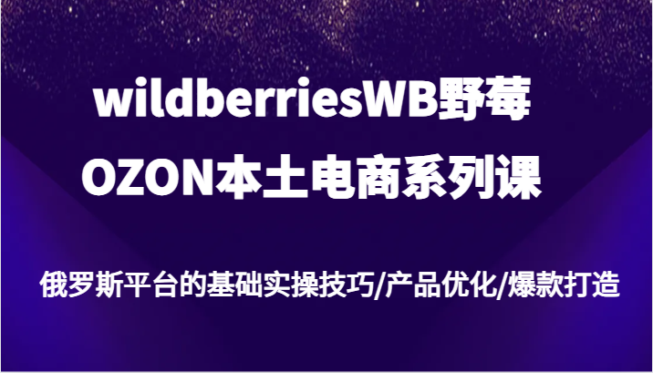 wildberriesWB野莓/OZON本土电商系列课，俄罗斯平台的基础实操技巧/产品优化/爆款打造跨境课程-外贸教程-精品网课-电商运营课库课堂