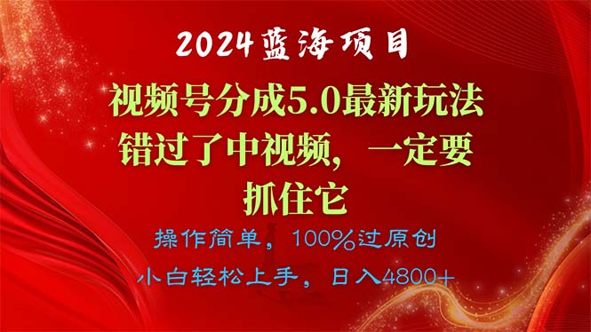 2024蓝海项目，视频号分成计划5.0最新玩法，错过了中视频，一定要抓住…跨境课程-外贸教程-精品网课-电商运营课库课堂