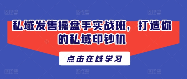 私域发售操盘手实战班，打造你的私域印钞机跨境课程-外贸教程-精品网课-电商运营课库课堂