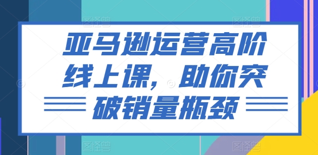 亚马逊运营高阶线上课，助你突破销量瓶颈跨境课程-外贸教程-精品网课-电商运营课库课堂