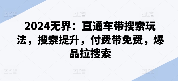 2024无界：直通车带搜索玩法，搜索提升，付费带免费，爆品拉搜索跨境课程-外贸教程-精品网课-电商运营课库课堂