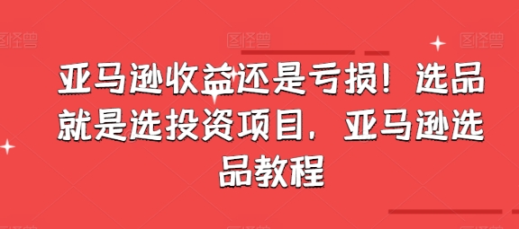 亚马逊收益还是亏损！选品就是选投资项目，亚马逊选品教程跨境课程-外贸教程-精品网课-电商运营课库课堂
