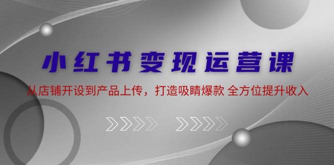 小红书变现运营课：从店铺开设到产品上传，打造吸睛爆款 全方位提升收入跨境课程-外贸教程-精品网课-电商运营课库课堂