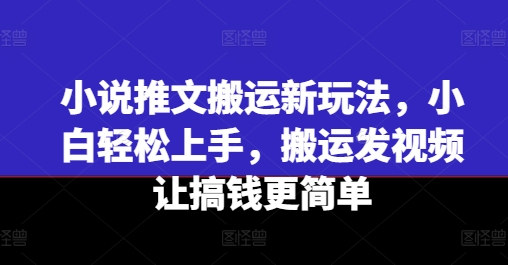 小说推文搬运新玩法，小白轻松上手，搬运发视频让搞钱更简单跨境课程-外贸教程-精品网课-电商运营课库课堂