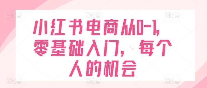 小红书电商从0-1，零基础入门，每个人的机会跨境课程-外贸教程-精品网课-电商运营课库课堂