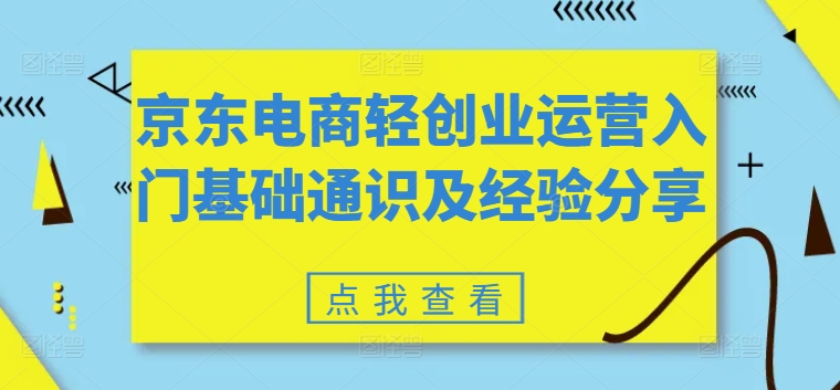 京东电商轻创业运营入门基础通识及经验分享跨境课程-外贸教程-精品网课-电商运营课库课堂