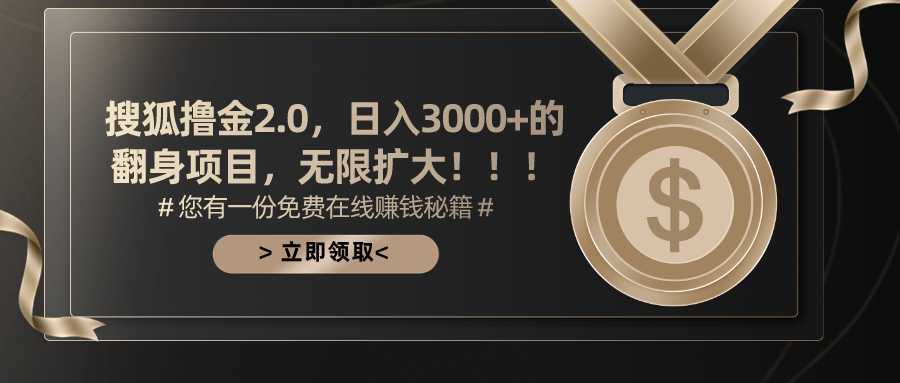 搜狐撸金2.0日入3000+，可无限扩大的翻身项目跨境课程-外贸教程-精品网课-电商运营课库课堂