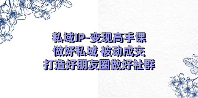 私域IP-变现高手课：做好私域 被动成交，打造好朋友圈做好社群（18节）跨境课程-外贸教程-精品网课-电商运营课库课堂