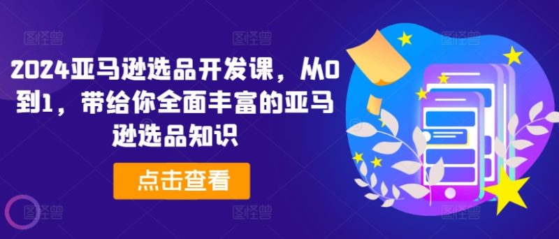 2024亚马逊选品开发课，从0到1，带给你全面丰富的亚马逊选品知识跨境课程-外贸教程-精品网课-电商运营课库课堂