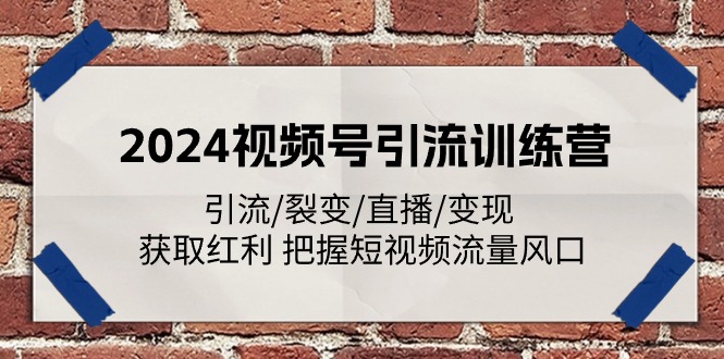 2024视频号引流训练营：引流/裂变/直播/变现 获取红利 把握短视频流量风口跨境课程-外贸教程-精品网课-电商运营课库课堂