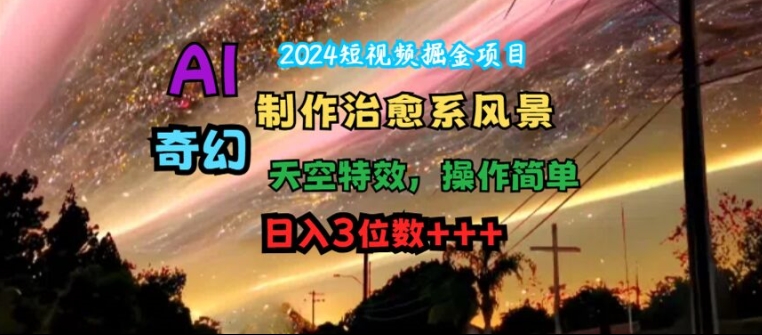 2024短视频掘金项目，AI制作治愈系风景，奇幻天空特效，操作简单，日入3位数跨境课程-外贸教程-精品网课-电商运营课库课堂