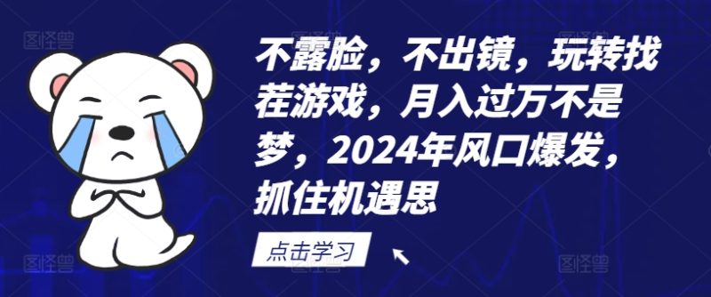 不露脸，不出镜，玩转找茬游戏，月入过万不是梦，2024年风口爆发，抓住机遇跨境课程-外贸教程-精品网课-电商运营课库课堂