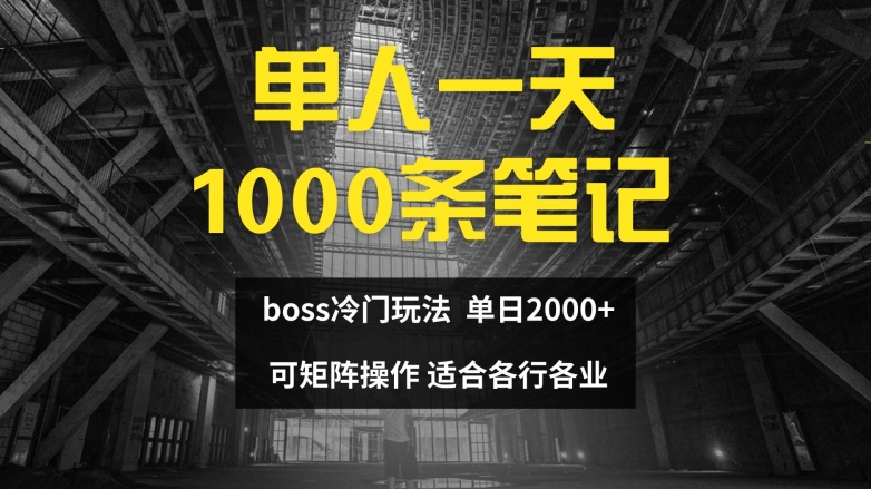 单人一天1000条笔记，日入2000+，BOSS直聘的正确玩法跨境课程-外贸教程-精品网课-电商运营课库课堂