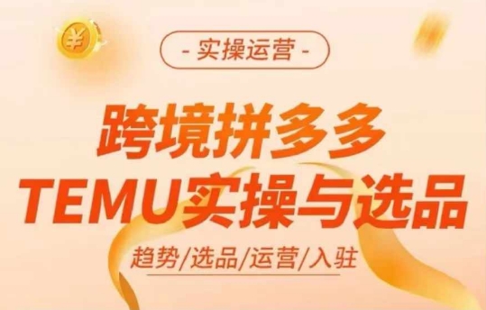 跨境拼多多TEMU实操与选品，多多temu跨境选品运营实操跨境课程-外贸教程-精品网课-电商运营课库课堂