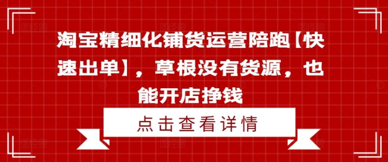 淘宝精细化铺货运营陪跑【快速出单】，草根没有货源，也能开店挣钱跨境课程-外贸教程-精品网课-电商运营课库课堂