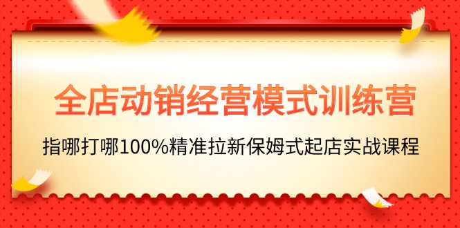 全店动销-经营模式训练营，指哪打哪100%精准拉新保姆式起店实战课程跨境课程-外贸教程-精品网课-电商运营课库课堂
