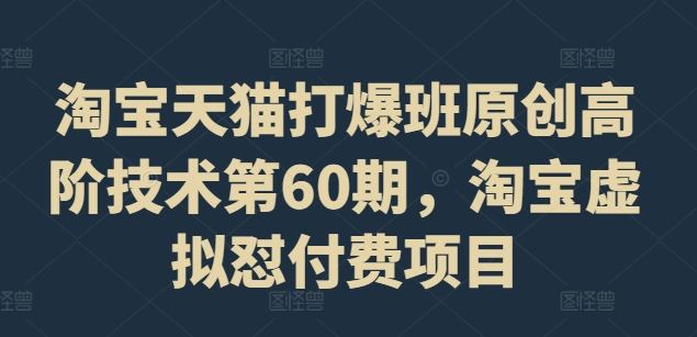 淘宝天猫打爆班原创高阶技术第60期，淘宝虚拟怼付费项目跨境课程-外贸教程-精品网课-电商运营课库课堂