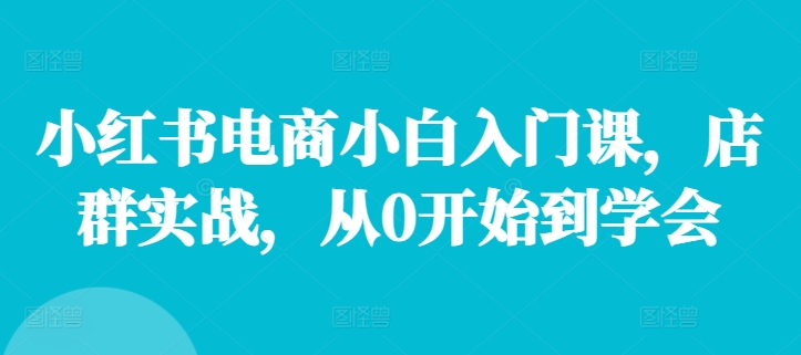 小红书电商小白入门课，店群实战，从0开始到学会跨境课程-外贸教程-精品网课-电商运营课库课堂