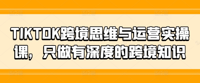 TIKTOK跨境思维与运营实操课，只做有深度的跨境知识跨境课程-外贸教程-精品网课-电商运营课库课堂