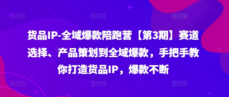 货品IP全域爆款陪跑营【第3期】赛道选择、产品策划到全域爆款，手把手教你打造货品IP，爆款不断跨境课程-外贸教程-精品网课-电商运营课库课堂
